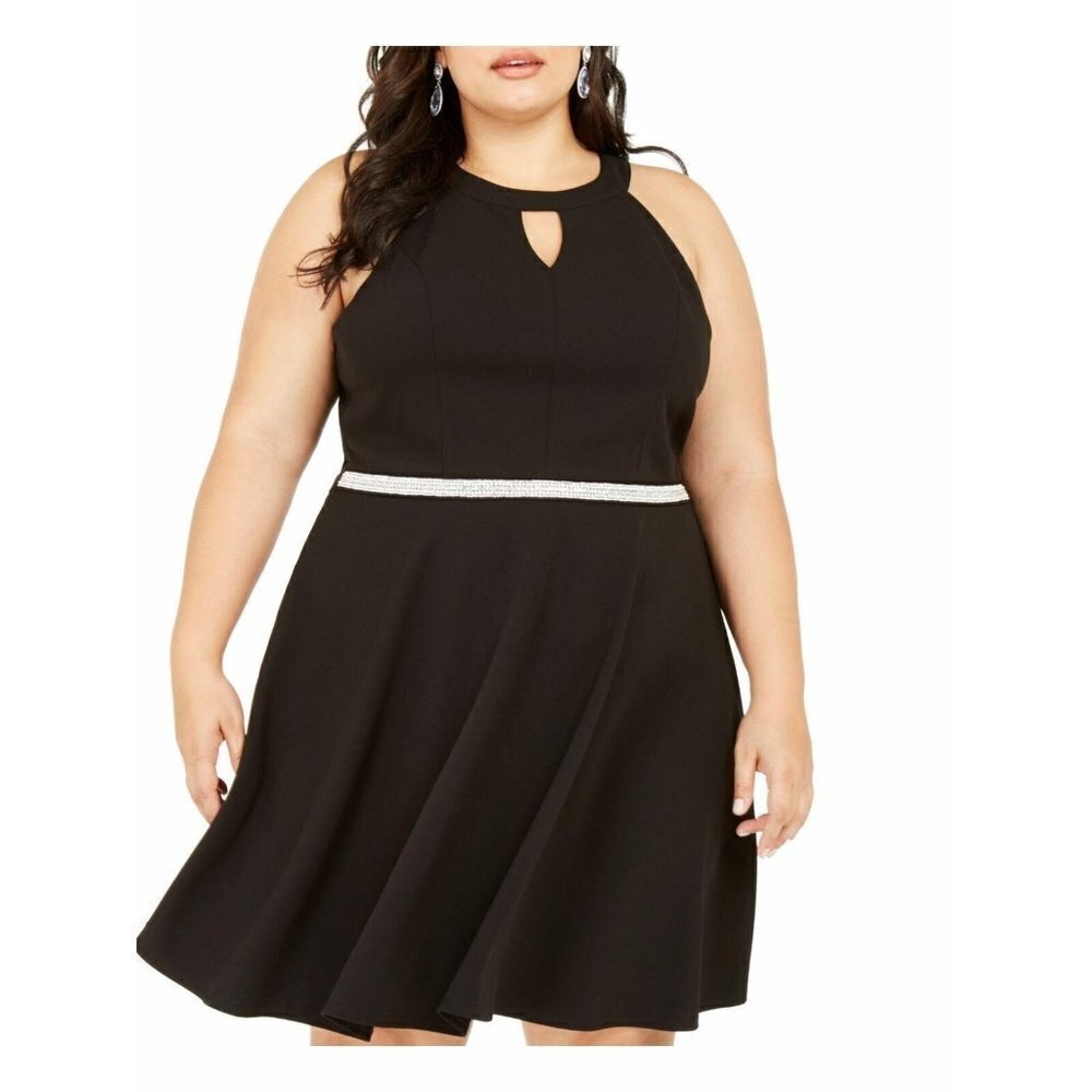 New EMERALD SUNDAE 1X Womens Black Sleeveless Knee